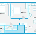 The Goethe Group Loft, 2 Bedroom 2 Bath Rooms, One Living Room, Family Friendly, 2-5 Guests