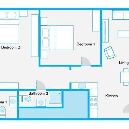 The Goethe Group Loft, 2 Bedroom 2 Bath Rooms, One Living Room, Family Friendly, 2-5 Guests